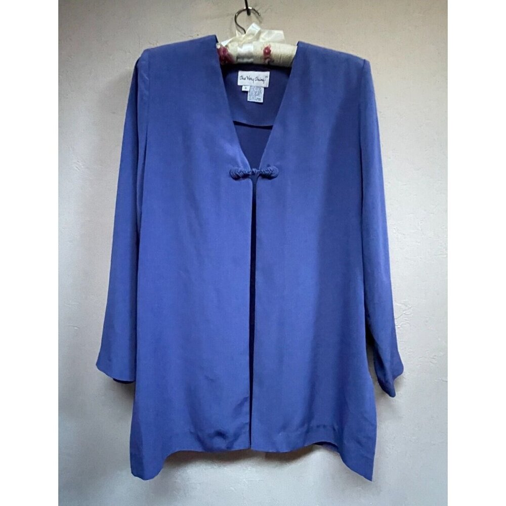 Vintage The Very Thing Womens Chinese Style Blouse Small Long Sleeve Blue Casual